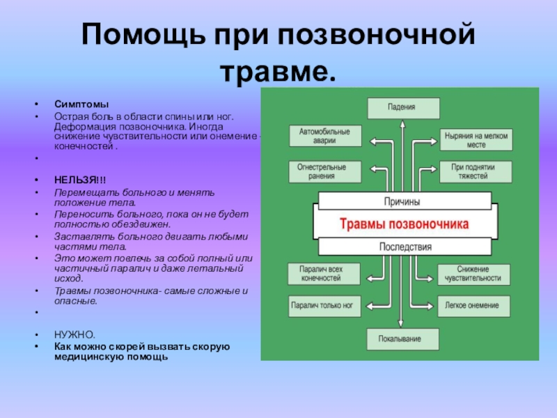 Первая помощь при травме головы и позвоночника презентация обж