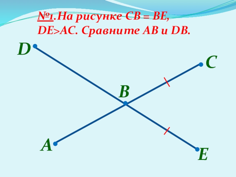 Отрезки ab и cd являются. Как сравнить отрезки. Как называются прямые ab и BC. Прямые ab BC CA. 1.На рисунке CB = be, deAC. Сравните ab и DB..