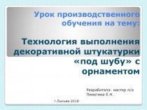 Презентация по технологии на тему: Технология выполнения декоративной штукатурки под шубу с орнаментом