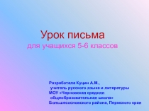 Презентация по русскому языку Урок письма