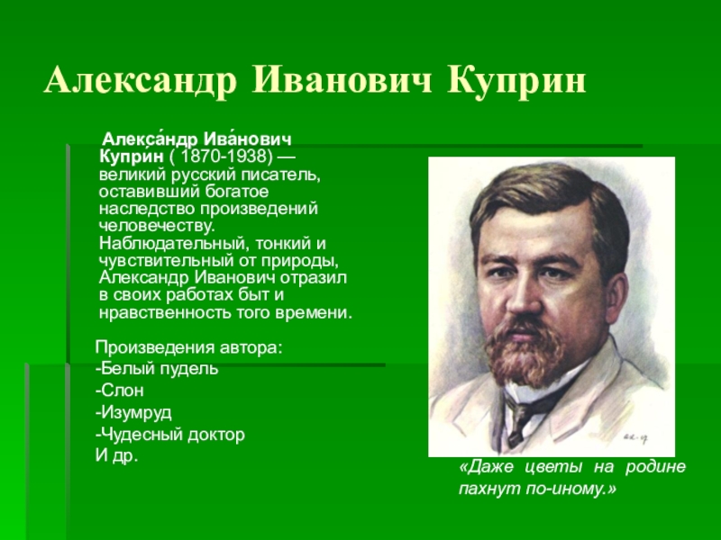 Александре ивановиче куприне. 3 Кл Куприн портрет.