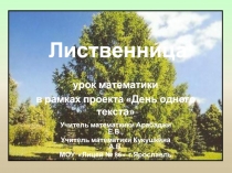 Презентация к уроку математики в рамках проекта День одного текста