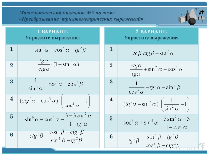 Преобразование тригонометрических выражений конспект