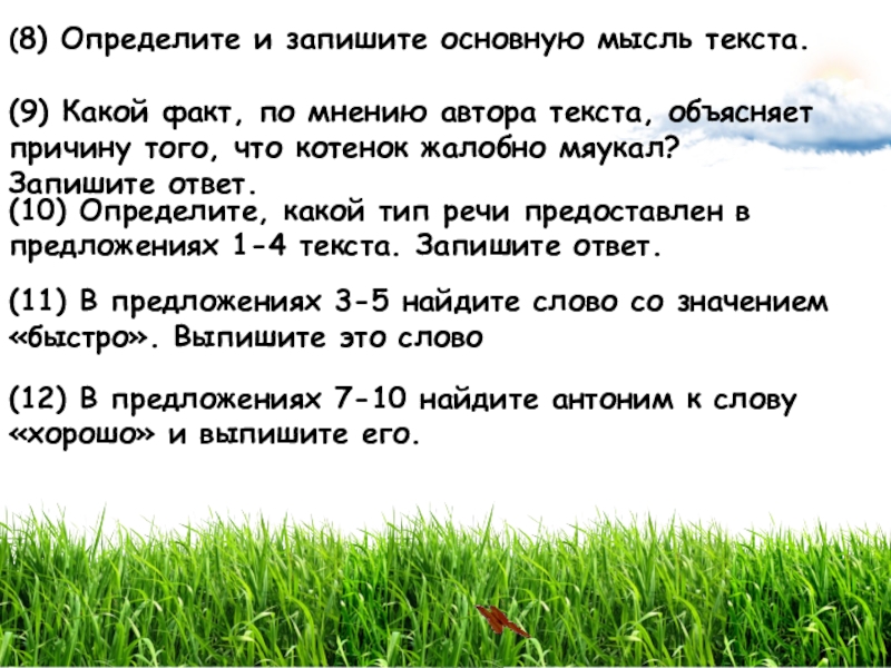 Определите и запишите основную мысль. Запиши главную мысль текста по грибы.