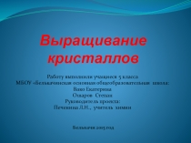 Презентация проектной деятельности Выращивание кристаллов 6 класс