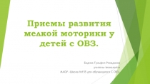 Приемы развития мелкой моторики у детей с ОВЗ