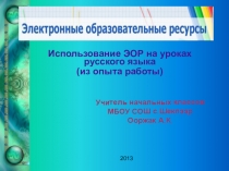 Презентация по русскому языку Использование ЭОР на уроках русского языка (из опыта работы)