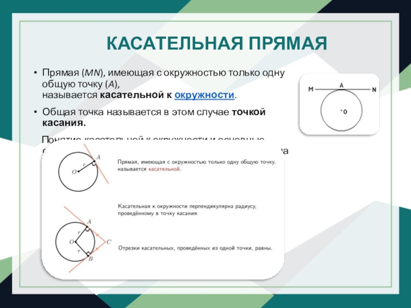 Касательная прямая к окружности