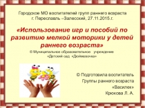 Использование игр и пособий по развитию мелкой моторики у детей раннего возраста