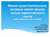 Презентация к уроку русского языка Имена существительные, которые имеют форму только единственного числа 5 класс