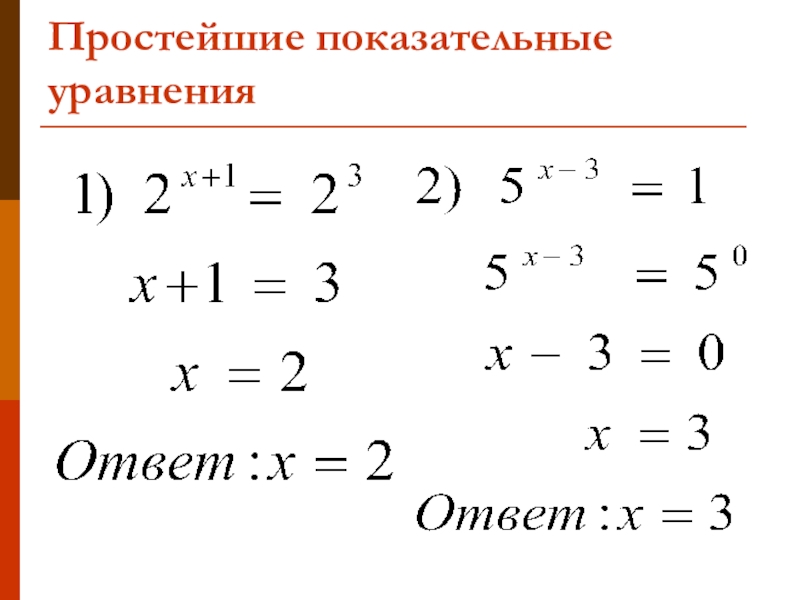 Показательные уравнения 10 класс самостоятельная