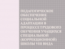 Педагогическое обеспечение социальной адаптации в процессе трудового обучения учащихся специальной (коррекционной) школы 8 вида