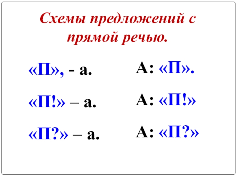 П а п схема прямой речи