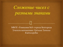 Презентация по математике на тему Сложение чисел с разными знаками