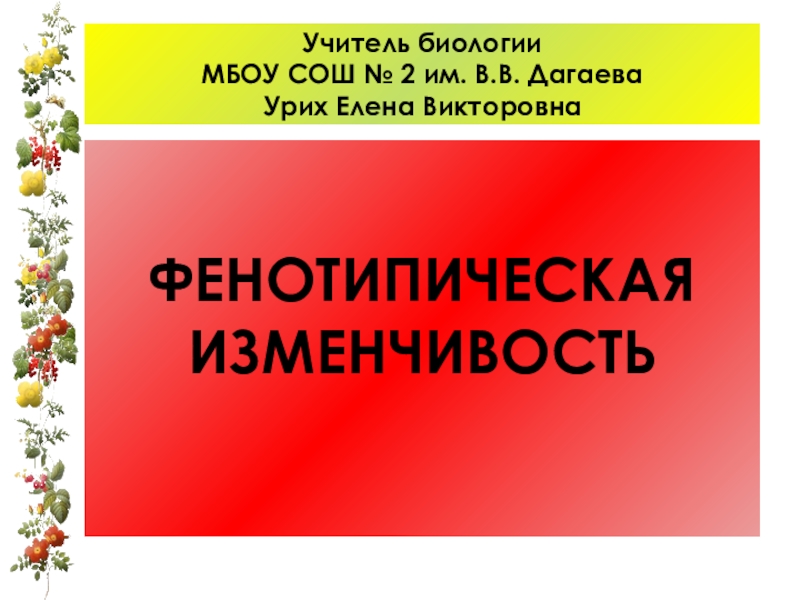 Презентация на тему фенотипическая изменчивость 9 класс