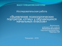 Презентация Выявление психологических портретов птиц у обучающихся начальных классов