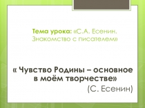 Презентация по литературе на тему С.А. Есенин. Знакомство с писателем (5 класс)