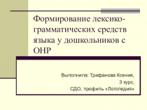 Презентация Формирование лексико-грамматического средства языка у дошкольников с ОНР