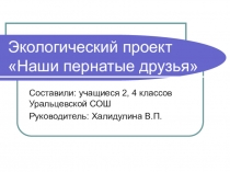 Презентация экологического проекта Пернатые друзья