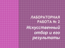 Презентация по биологии Искусственный отбор. Лабораторная работа № 2
