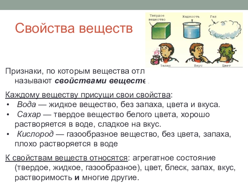 Признаки вещества. Свойства веществ. Признаки свойств веществ. Основные понятия свойства вещества.