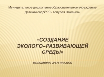 Эколого-развивающая среда в МДОУ