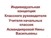 Индивидуальная концепция классного руководителя.