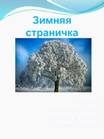 Проект Зимняя страничка Русский язык