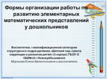 Формы организации работы по развитию элементарных математических представлений у дошкольников