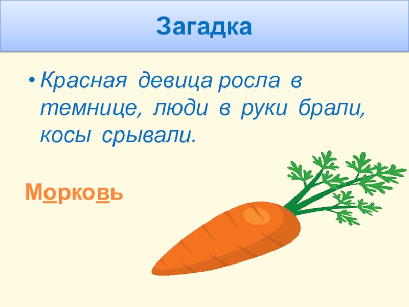 Ответ на загадку красненькая. Загадка про морковь. Загадка про морковь для детей. Загадка девица в темнице. Морковь красна девица.