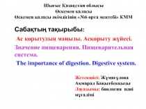Ас қорытудың маңызы. Асқорыту жүйесі. Значение пищеварения. Пищеварительная система. The importance of digestion. Digestive system.