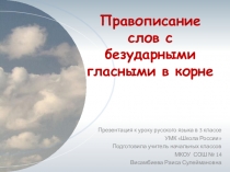 Презентация по русскому языку Правописание слов с безударной гласной в корне