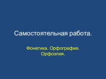 Самостоятельная работа Фонетика.Орфография. Орфоэпия