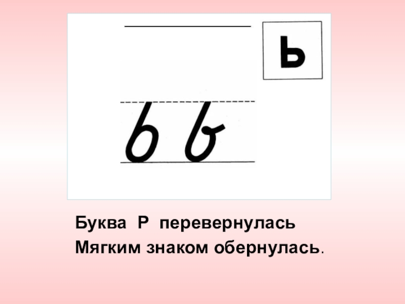 Буква принято. Буква мягкий знак. Буква р перевернулась мягким знаком обернулась. Буква мягкий знак буква. Соединение мягкого знака с буквами.