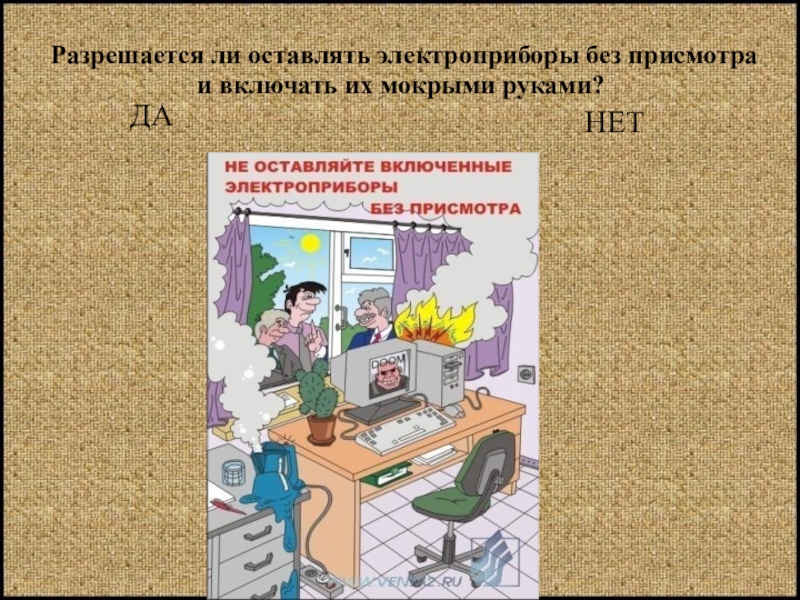 Не оставляйте включенные электроприборы без присмотра картинки