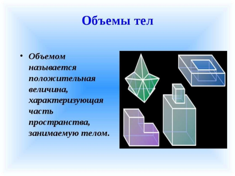 Презентация по геометрии по теме объем тела