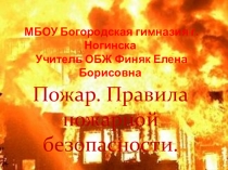 Презентация Правила пожарной безопасности ( 5 класс(.