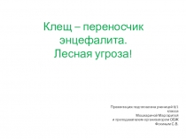 Клещ – переносчик энцефалита. Лесная угроза!