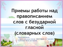 Приемы работы над правописанием слов с безударной гласной