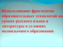 Использование фрагментов образовательных технологий на уроках русского языка и литературы в условиях полиязычного образования
