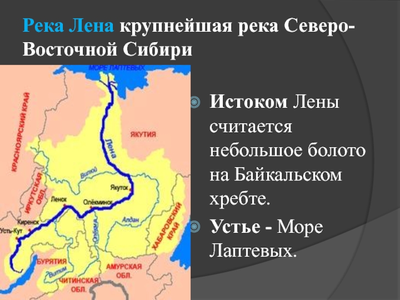 Подпишите крупнейшие реки восточной сибири