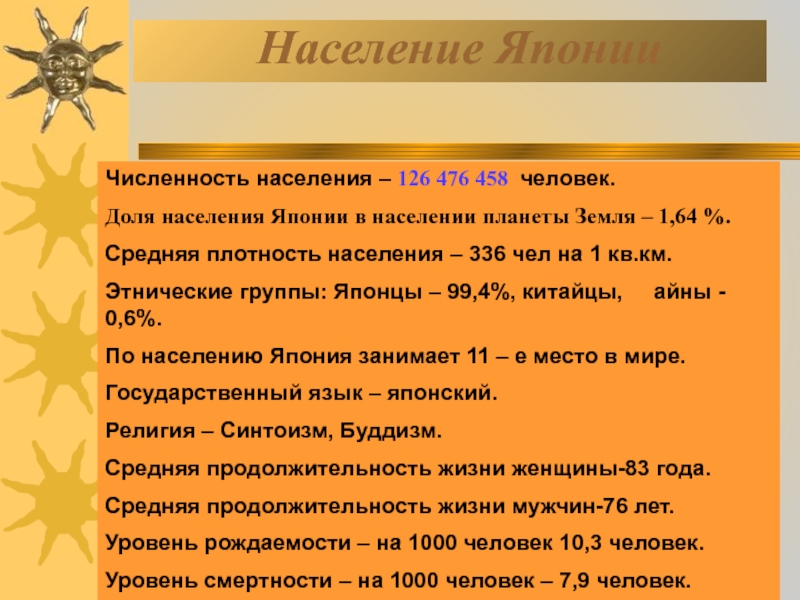 Презентация население японии