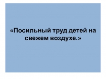 Презентация Посильный труд детей на свежем воздухе