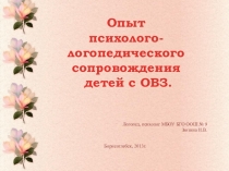 Презентация Опыт психолого- логопедического сопровождения учащихся с ограниченными возможностями здоровья