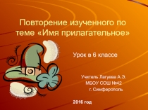 Презентация к уроку по русскому языку на тему: Обобщение знаний по теме: Имя прилагательное (6 класс)
