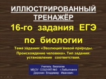 Презентация по биологии на тему: Иллюстрированный тренажёр для подготовки к 16-му заданию ЕГЭ по биологии (11 класс)