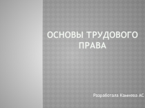 Презентация по основам правоведения на тему Основы трудового права