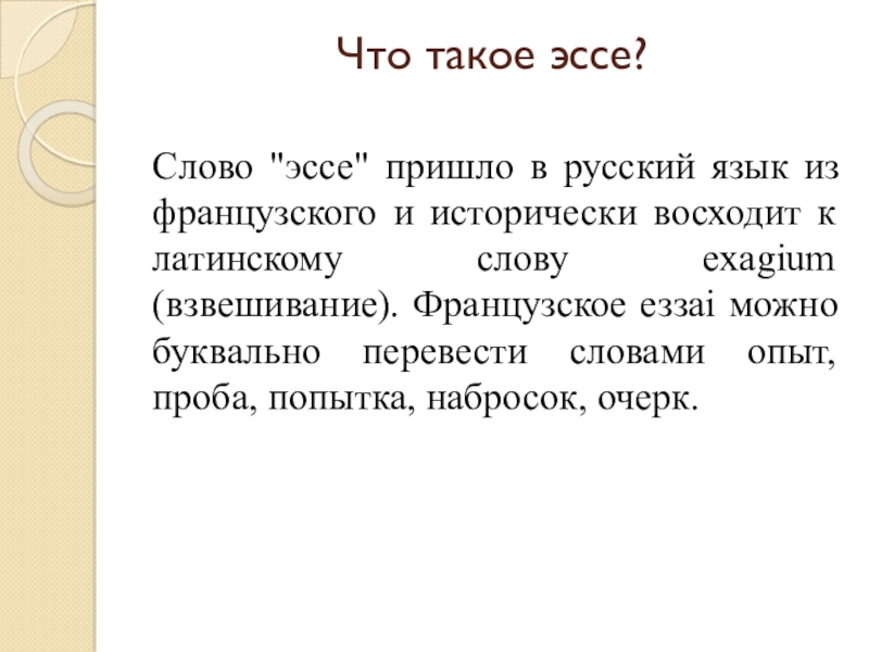 Эссе что такое проект