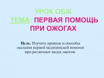 Презентация Первая медицинская помощь при ожогах