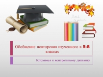 Презентация по русскому языку Повторение изученного в 5-8 кл. Подготовка к входному контрольному диктанту (9 класс)